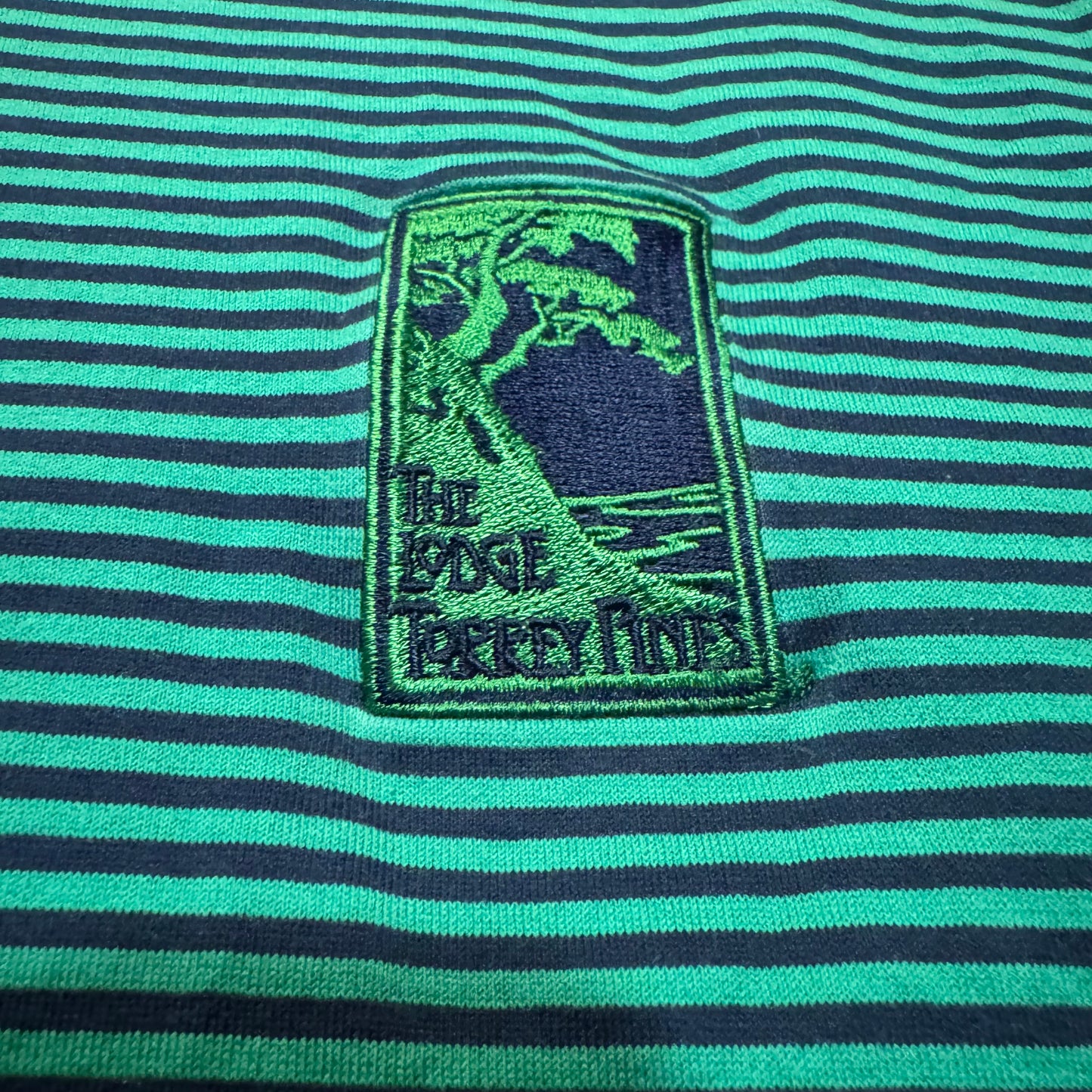 Vintage The Lodge Torrey Pines Polo Shirt Green/Navy Stripe, Size L